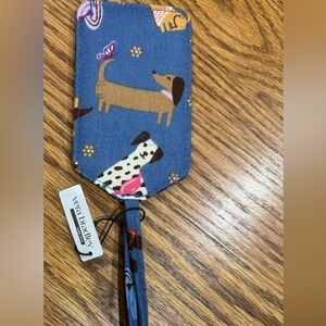 Vera Bradley Blue Floral & Mustard Printed Luggage Tag with Strap - BRAND NEW